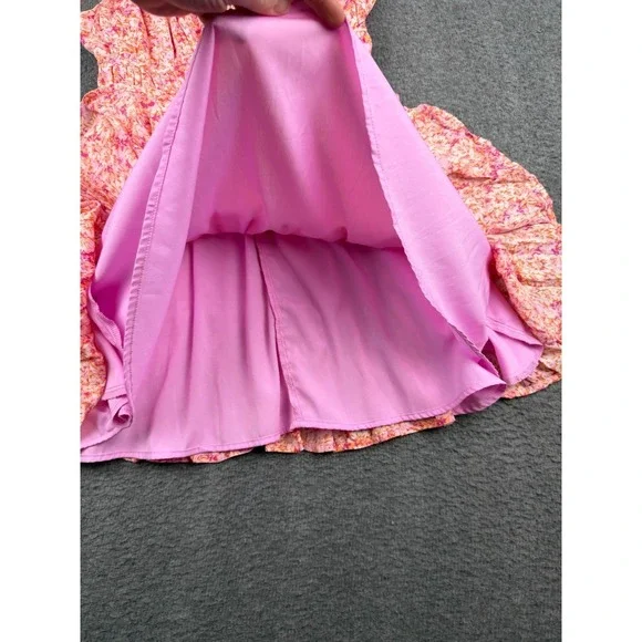 American Eagle Small Silky Tie-Front Mini Dress Pink Orange Floral Summer - Picture 5 of 8